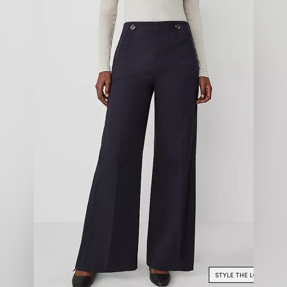 Ann Taylor Navy Wide-Leg Women's Pants - Picture 1 of 5